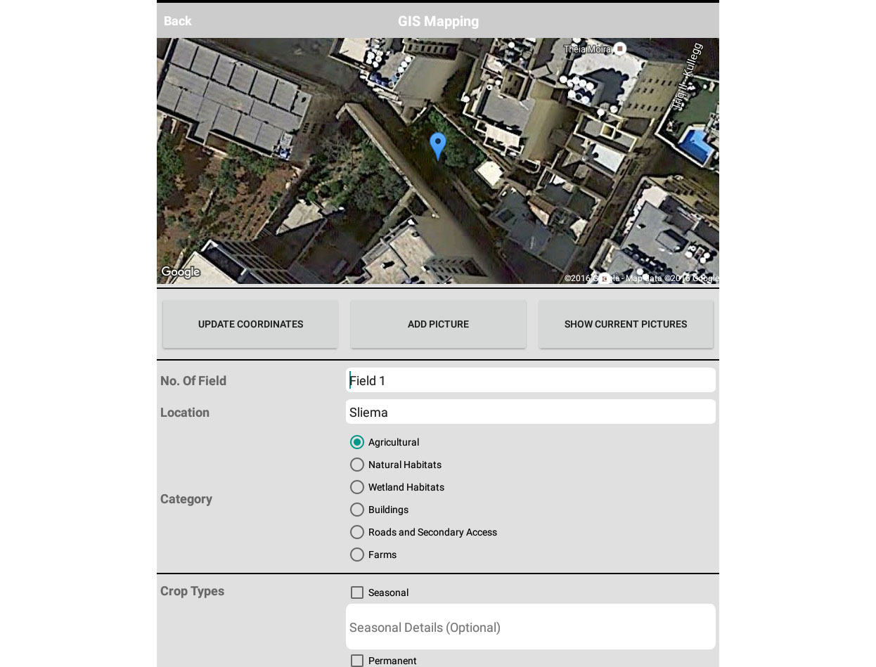 GIS Mapping is an Android application created for a specific project
                         to assist into collecting data regarding Land uses in Majjiesa, Mizieb and Qammiegh in Malta. GIS Mapping let's you create polygons, points and paths offline, 
                         and all data can be imported and exported to different Android platforms to be used by more than one member at a time. Data can also be synced and anylsed on 
                         a computer at a later stage for further mapping uses. 