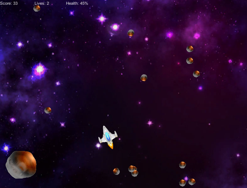 The classic Asteroids game was reproduced using Unity. 
                         This was solely used for study purposes.